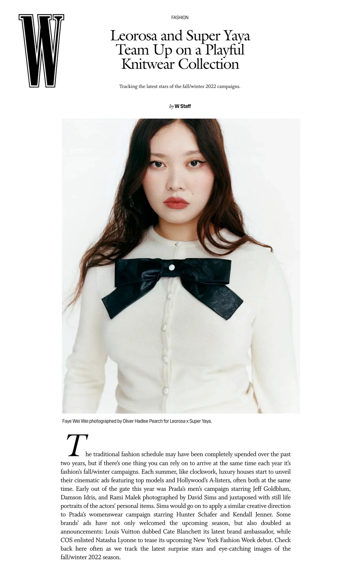 Leorosa, article: W Magazine, Leorosa and Super Yaya (thumbnail)